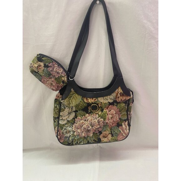 Vintage K-Mart Basic Edition Floral Tapestry Shoulder Bag with Coin Case and Tag - Picture 1 of 8
